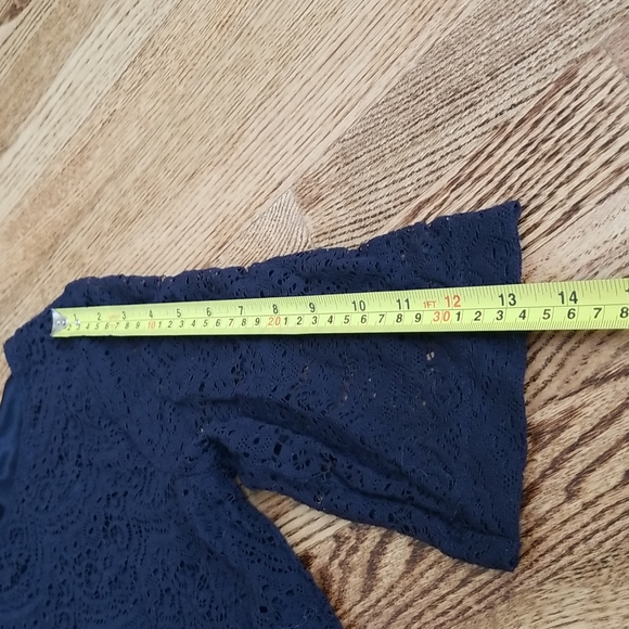 (L) APT.9 Black Crochet Midi Half Sleeve Dress 100% Nylon Shell - Picture 5 of 10